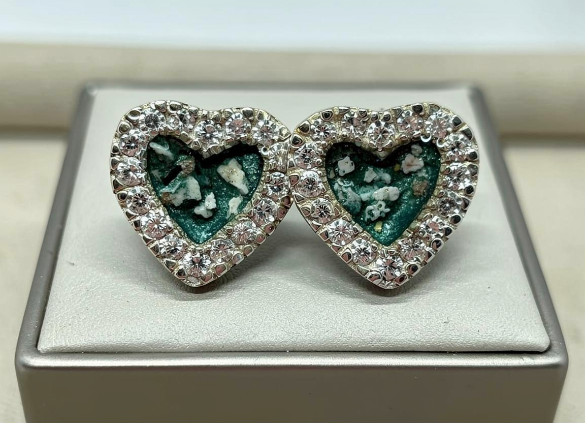 Memorial Cubic Zirconia Heart Shaped Earrings