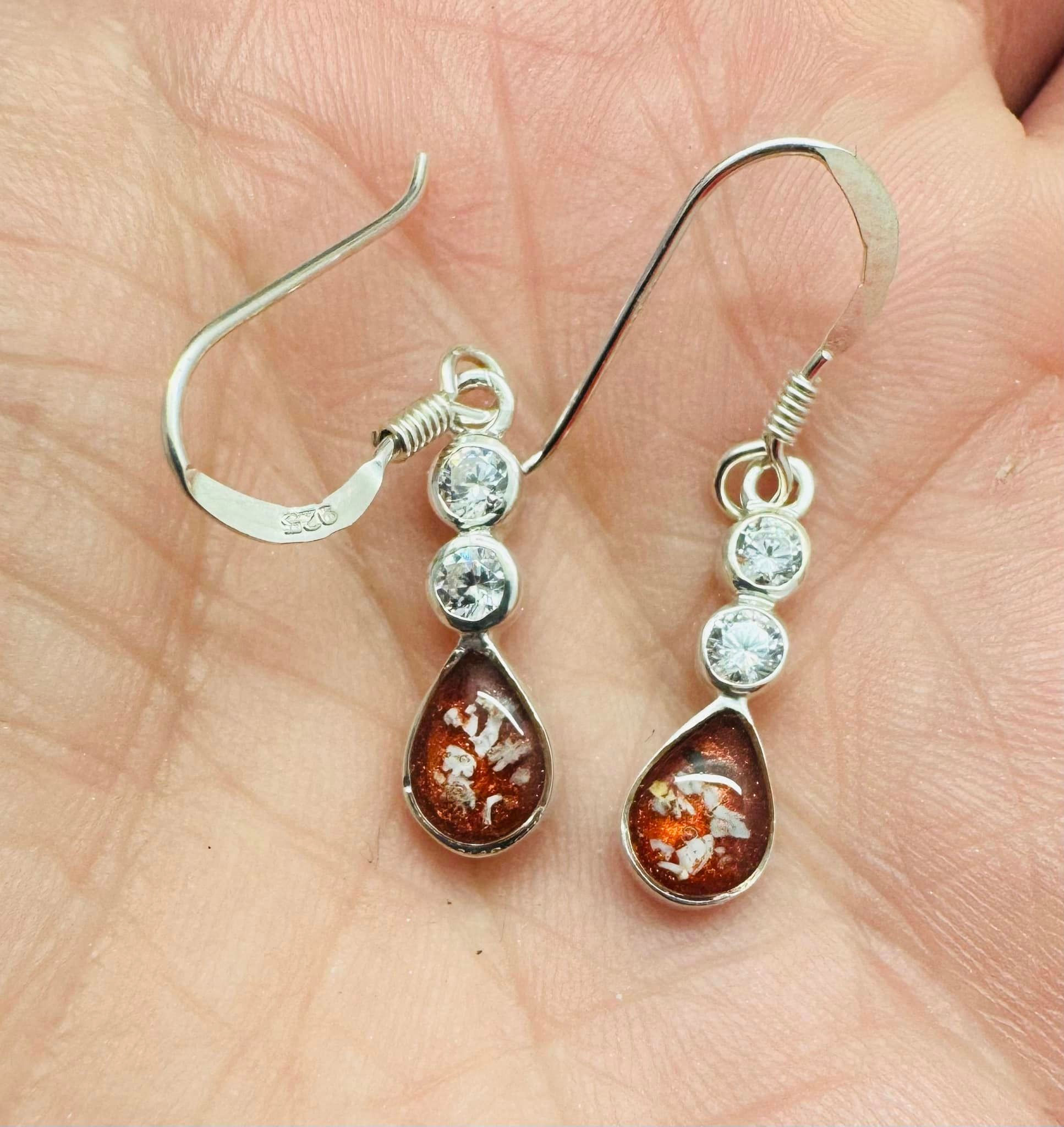 Memorial Silver Drop Tear Drop CZ Earrings