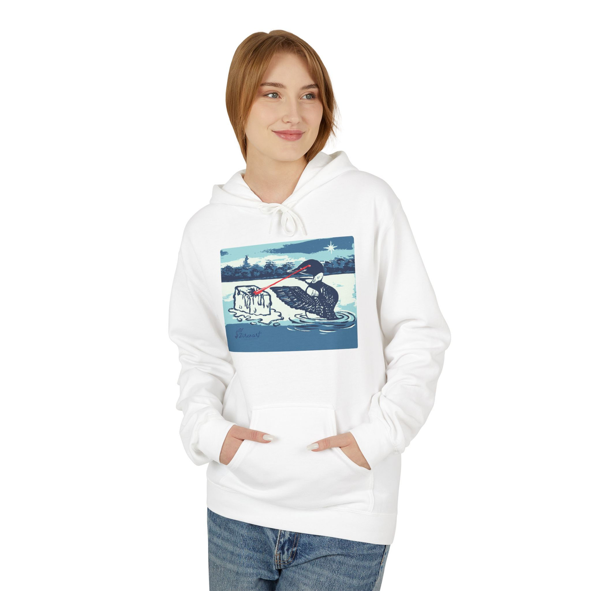 Minnesota Loon Protest Hoodie | Laser Eyes Melting Ice | Immigrant Rights Art