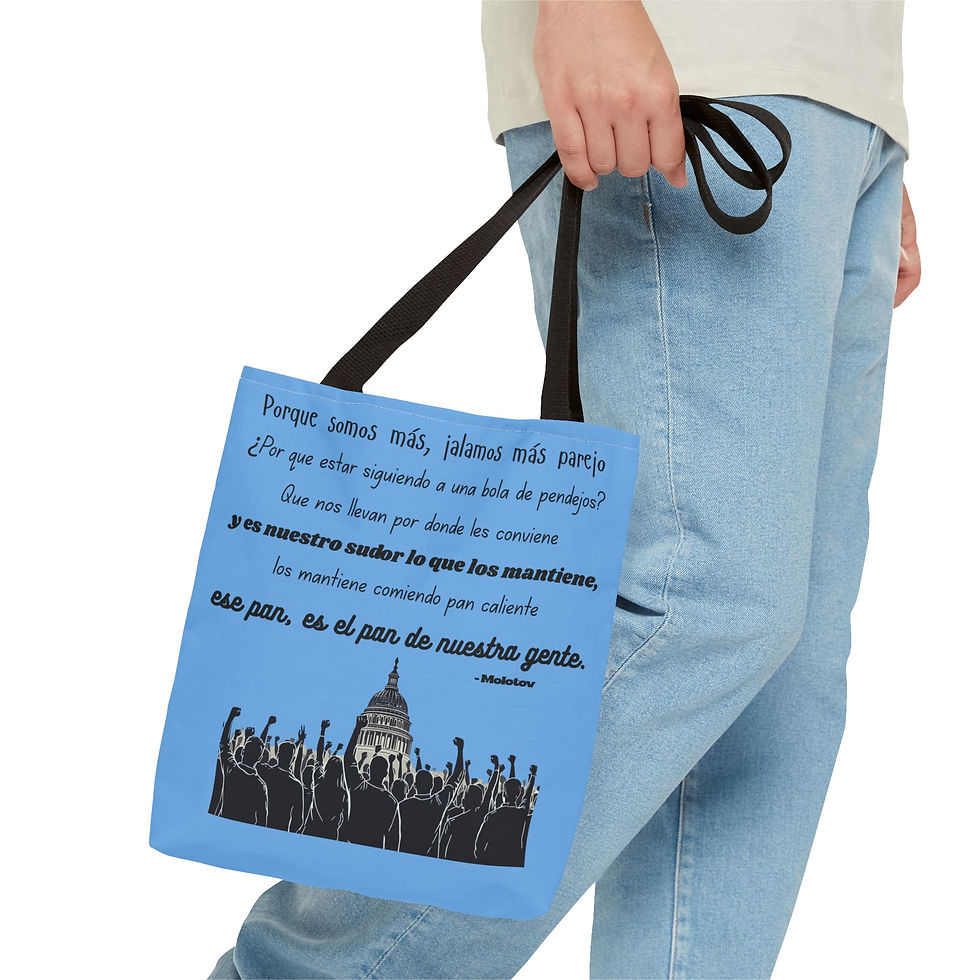 Thumbnail: Protest Crowd Spanish Quote Tote Bag — Bolsa con Texto Inspirador