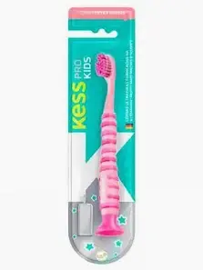 Escova dental kess pro kids com ventosa rosa