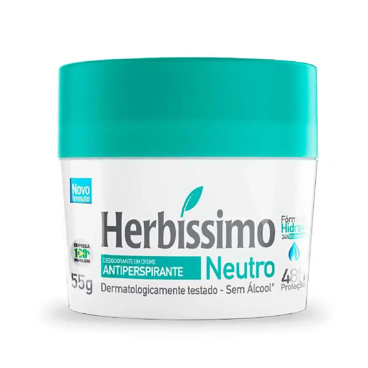 Desodorante Antitranspirante Creme Herbíssimo Neutro 48h, 55g.