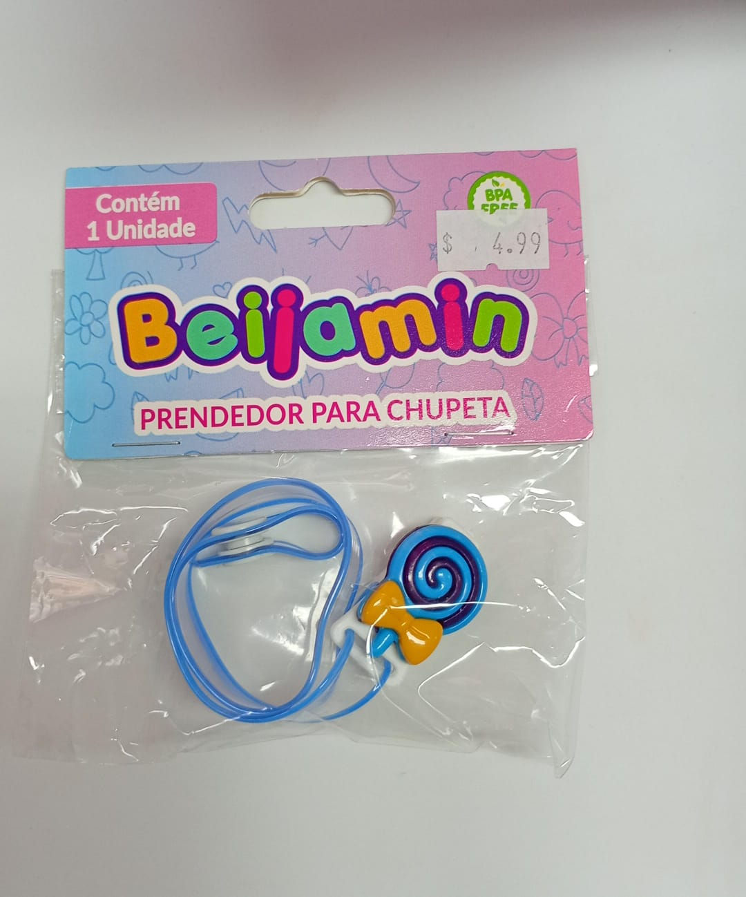 Prendedor para Chupeta- Azul Beijamin.