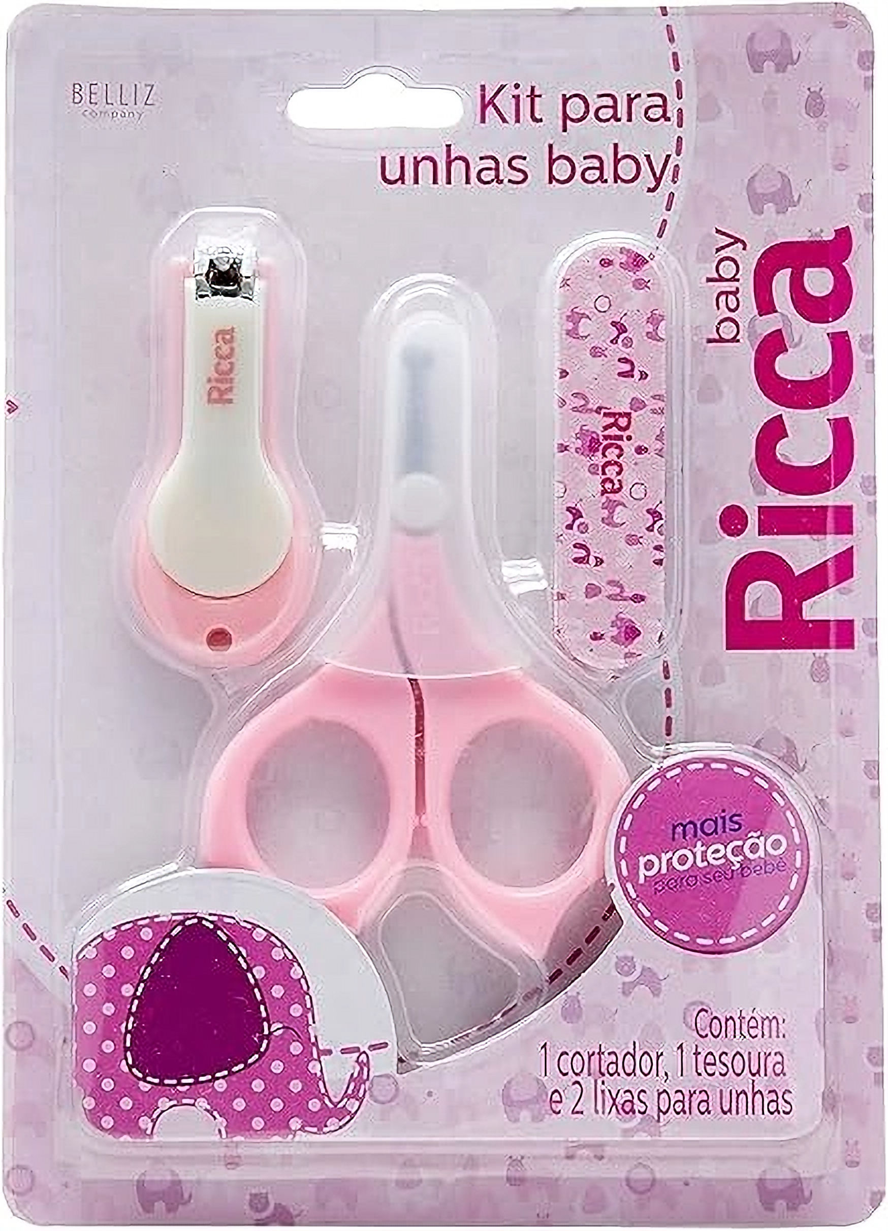 Baby Ricca Kit para unhas baby - 1 Cortador, 1 tesoura e 2 lixas para unhas