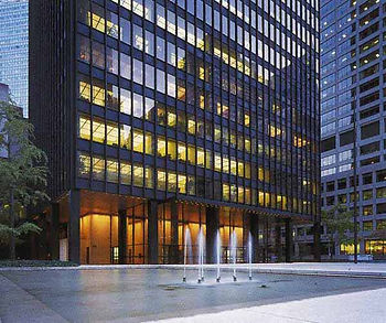 Mies Van Der Rohe's Seagrams building entry and plaza, NY, NY
