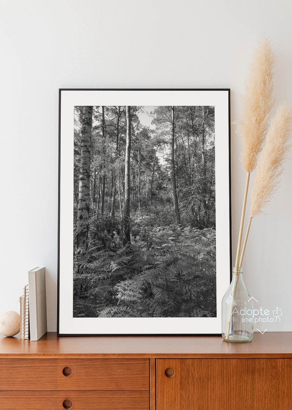 Miniature : Photographie d'art, décoration murale, déco chambre d'hôte, déco airbnb, poster, forêt de fontainebleau, noir et blanc, photo