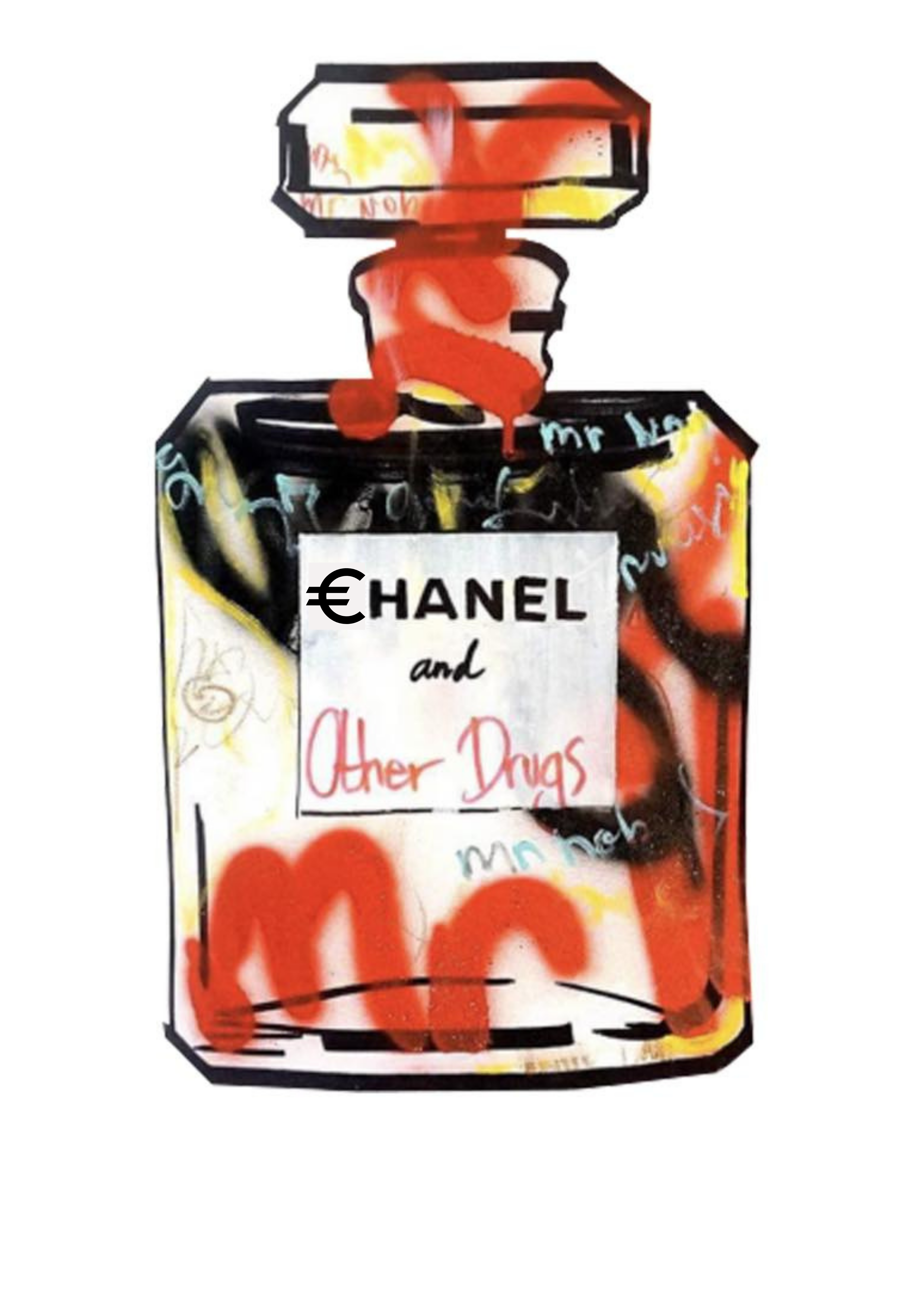 €hanel & Other Drugs - Red and Black Bottle ORIGINAL ARTWORK