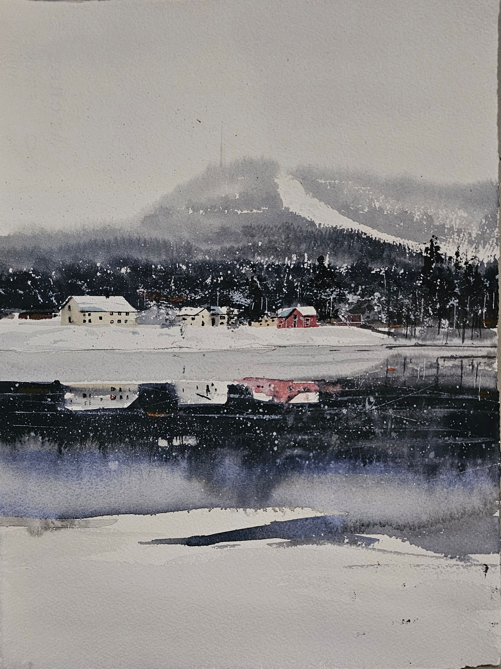 Ångermanland snölandskap " / Watercolor / 30x40cm unframed / Year 2026