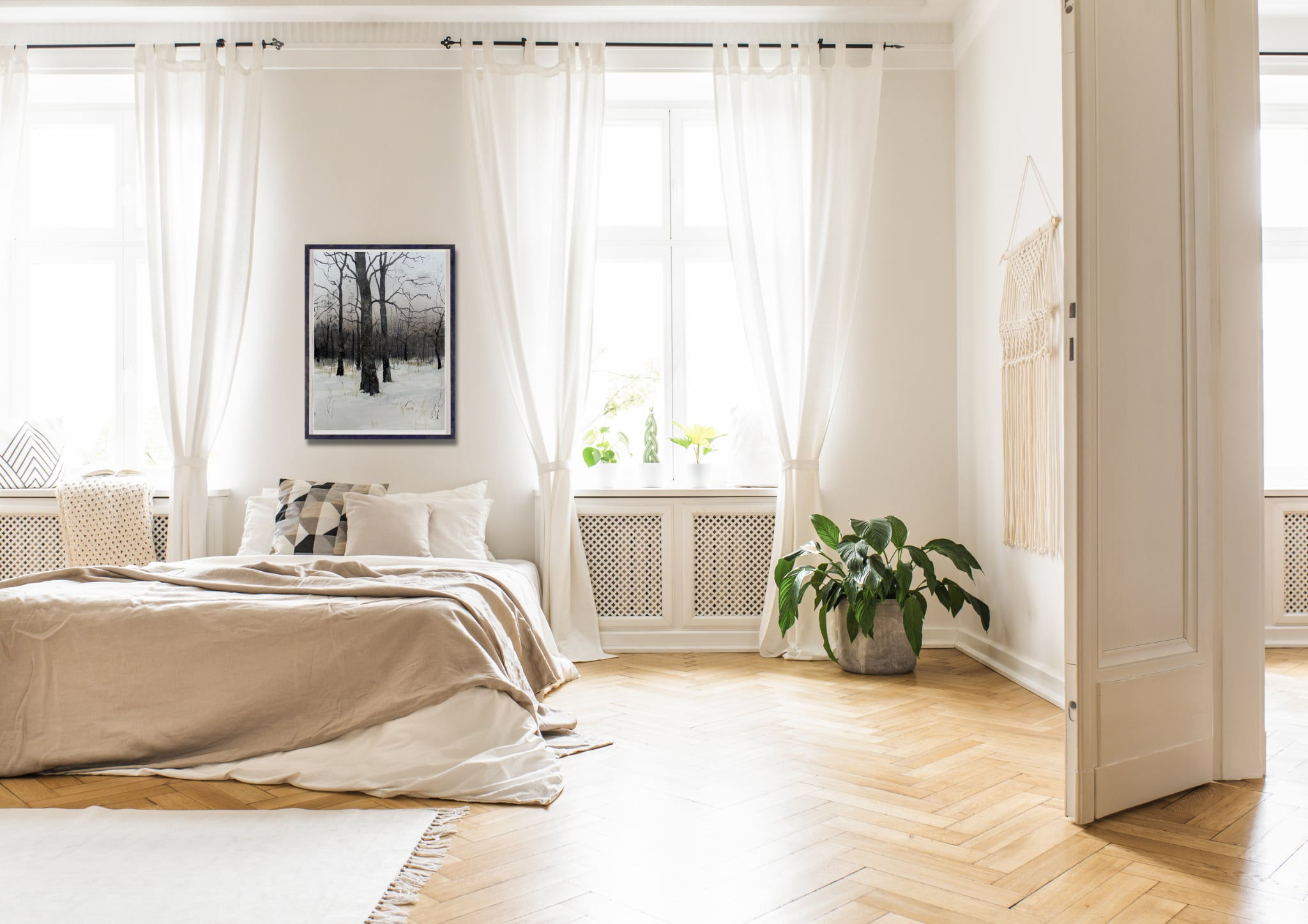 " Winterforest " Watercolor Original / 70x90cm incl frame / year 2022