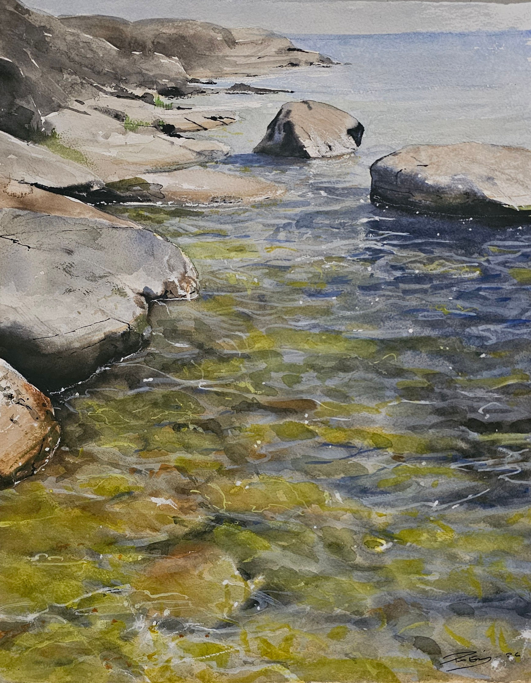 Kustmotiv Bohuslän / Watercolor  / 40x48cm unframed  / Year 2026