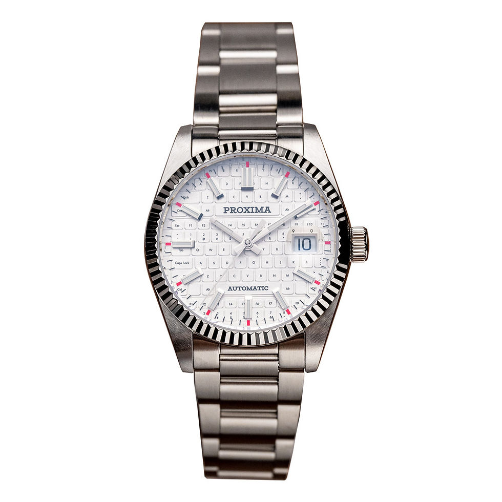 Proxima Men's 37mm Automatic Watch - Fluted Bezel with Keyboard Dial