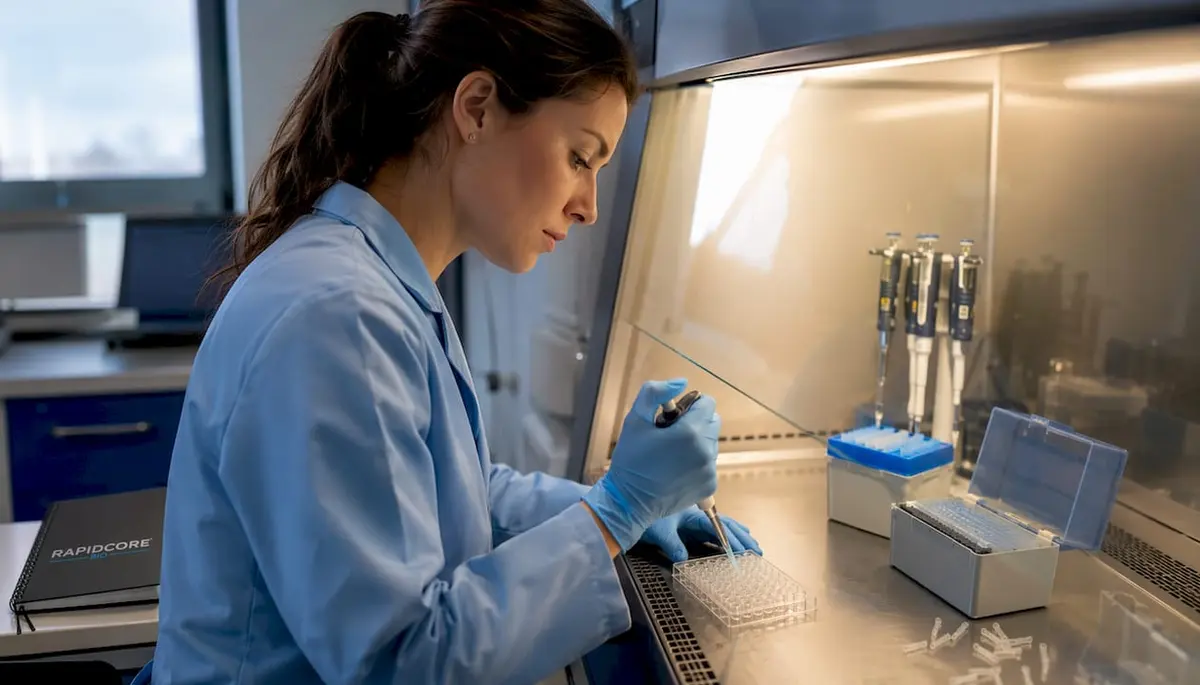 Scientist preparing peptide reconstitution