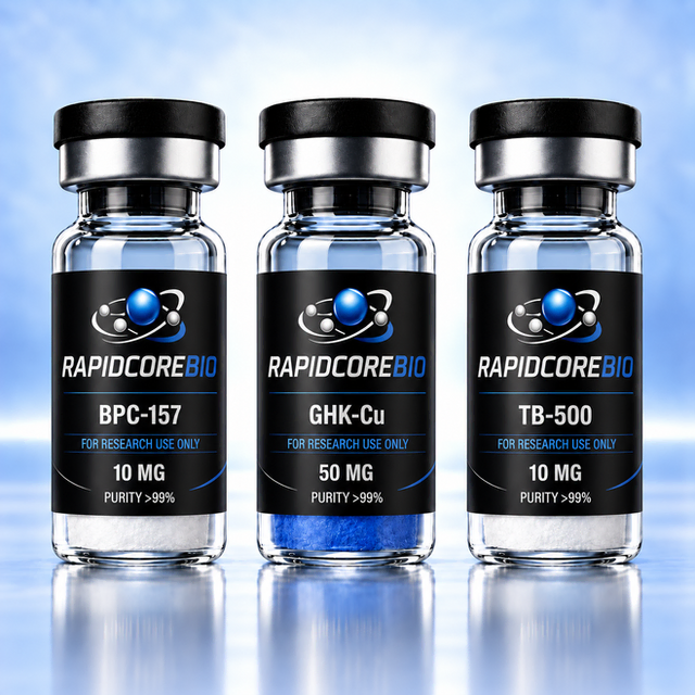 RapidCore Bio Glow Stack with BPC-157, GHK-Cu, and TB-500 vials