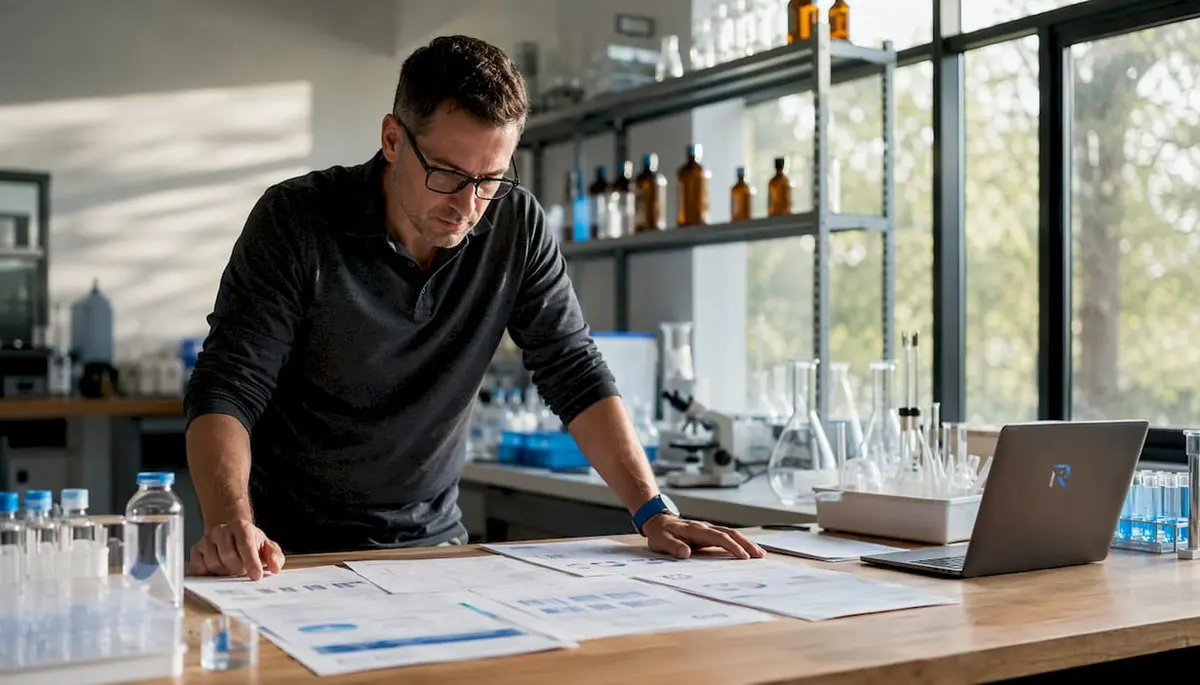 Researcher placing vial into peptide storage case