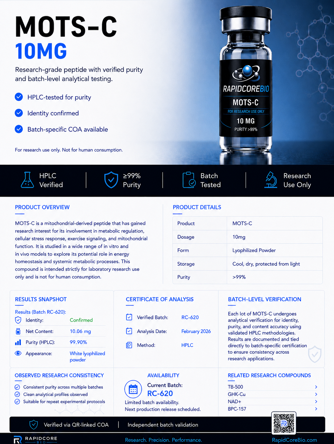 RapidCore Bio MOTS-C 10mg product info