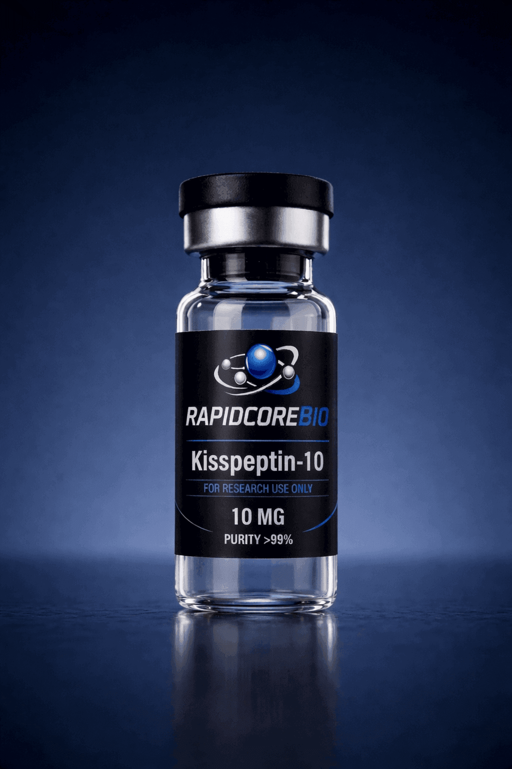 Close-up view of a vial containing peptide powder