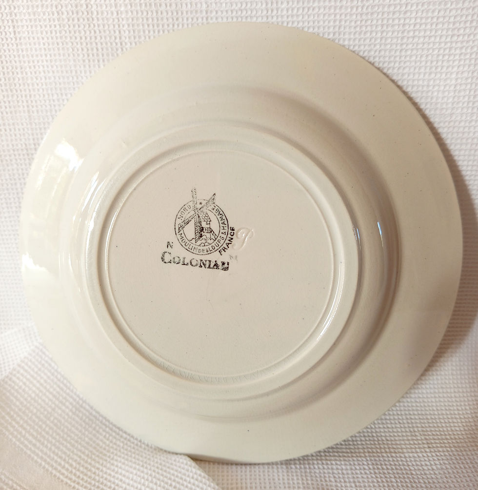 Miniature : Lot de 2 assiettes creuses motif "Colonial" bleu Moulin des Loups - Début XXe