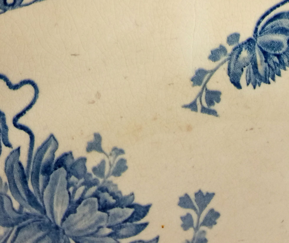 Miniature : Ravier Sarreguemines décor fleuri bleu Royat - Début XXe