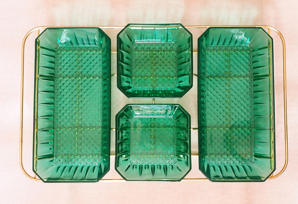 Miniature : Service arcoroc Emeraude - verre trempé vert - Années 60-70