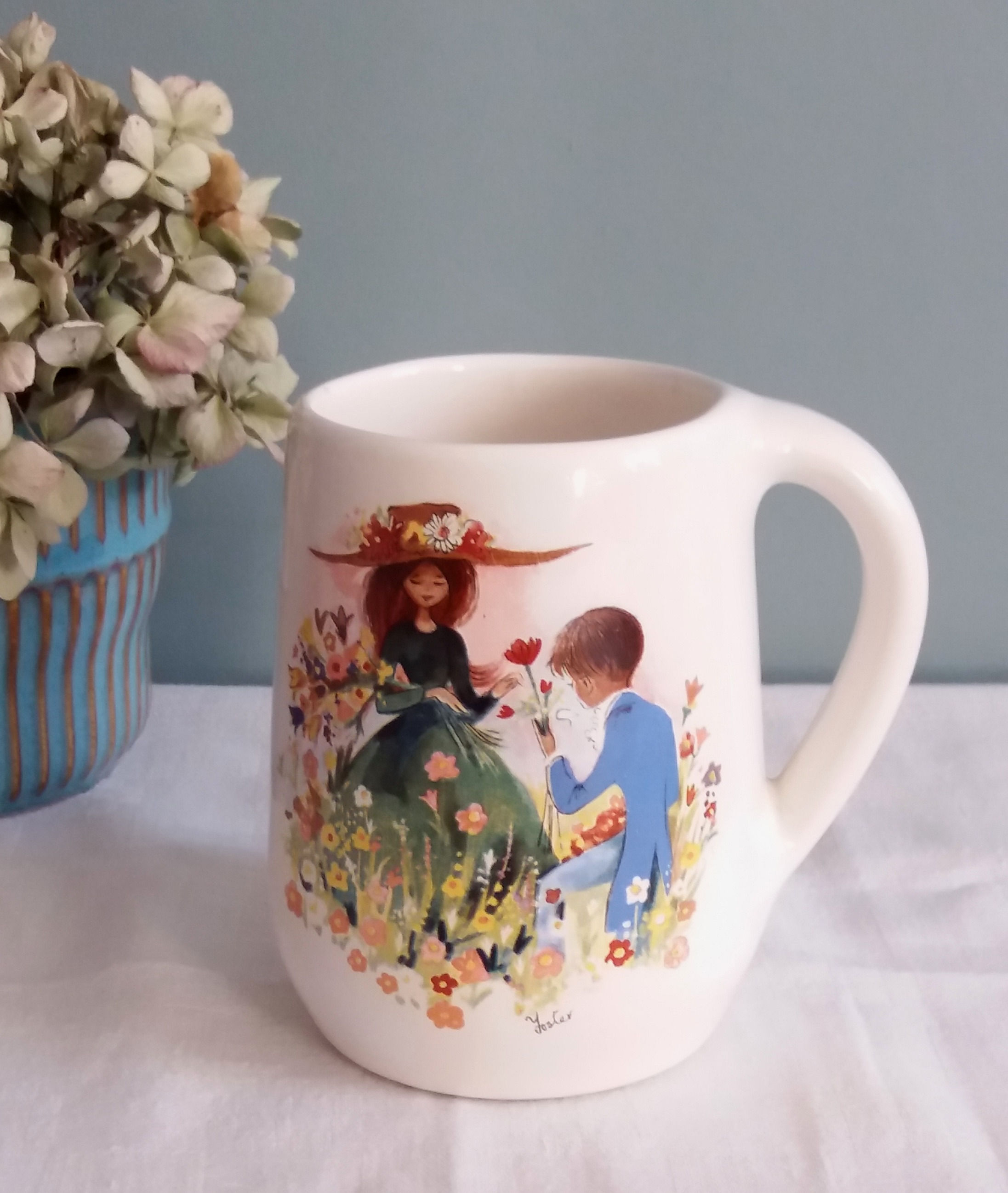Lot de 3 mugs en céramique décor de Marion Foster- années 70