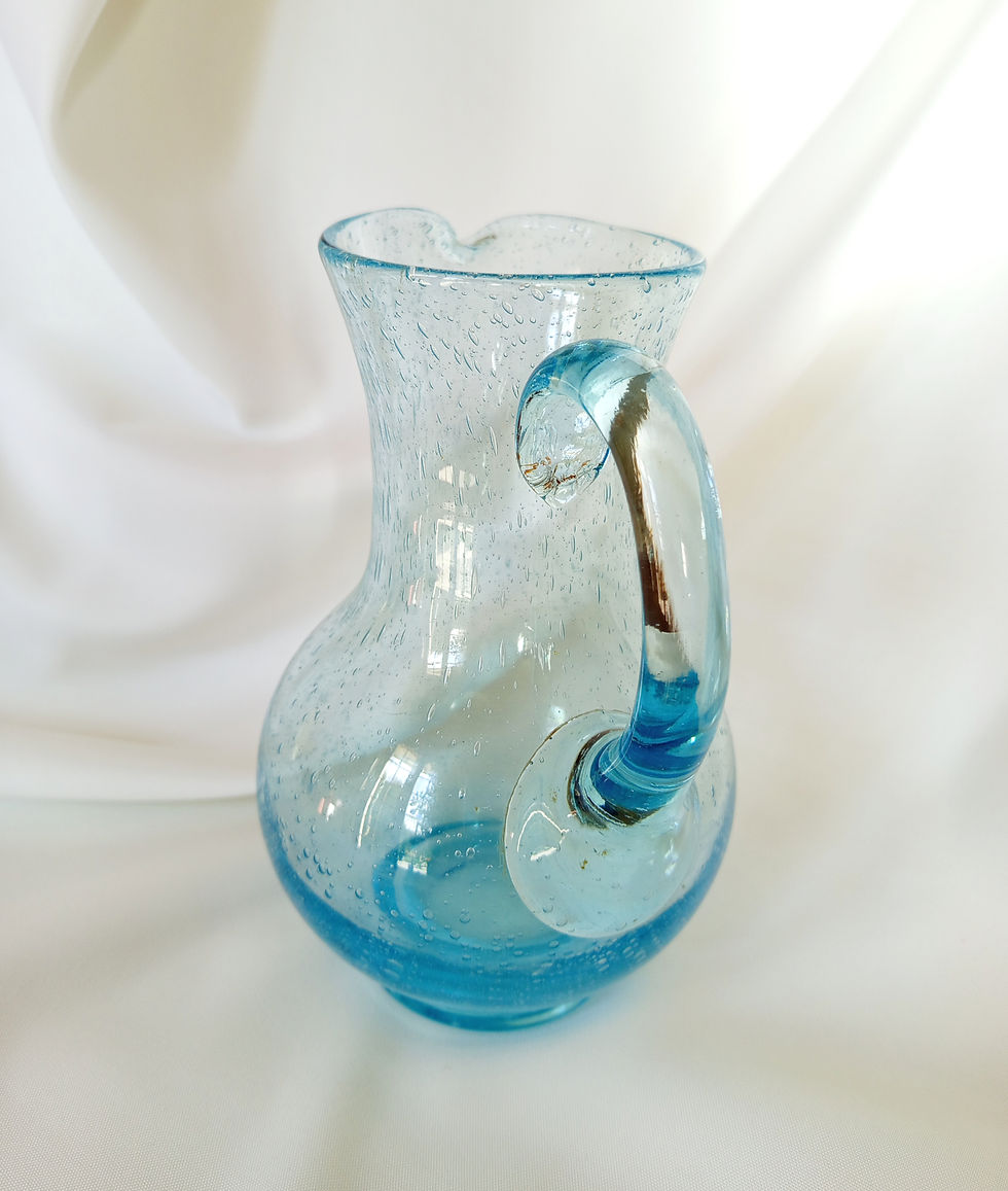 Miniature : Pichet en verre bullé bleu Biot - XXe siècle
