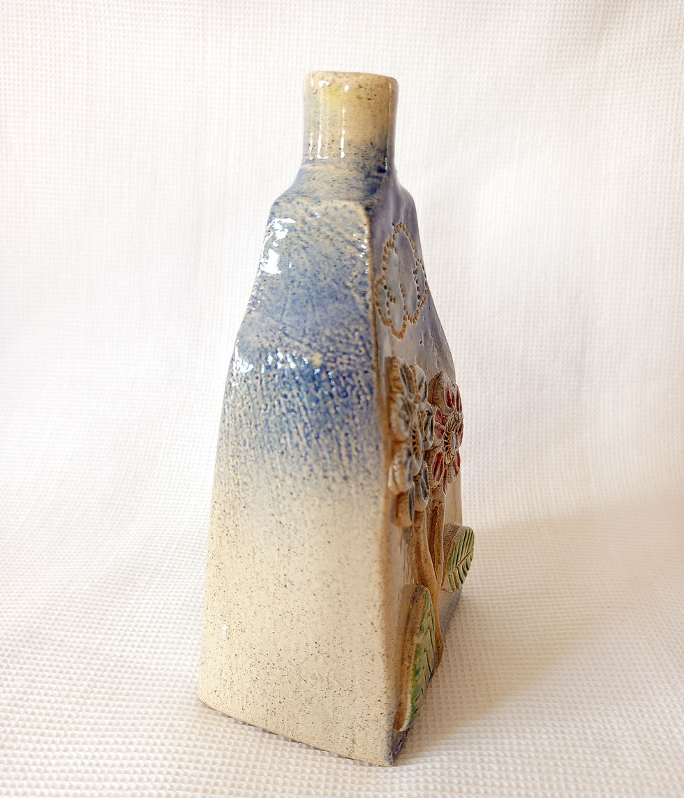 Miniature : Vase soliflore pastel en grès de Puisaye - Signé Peroz - Années 80