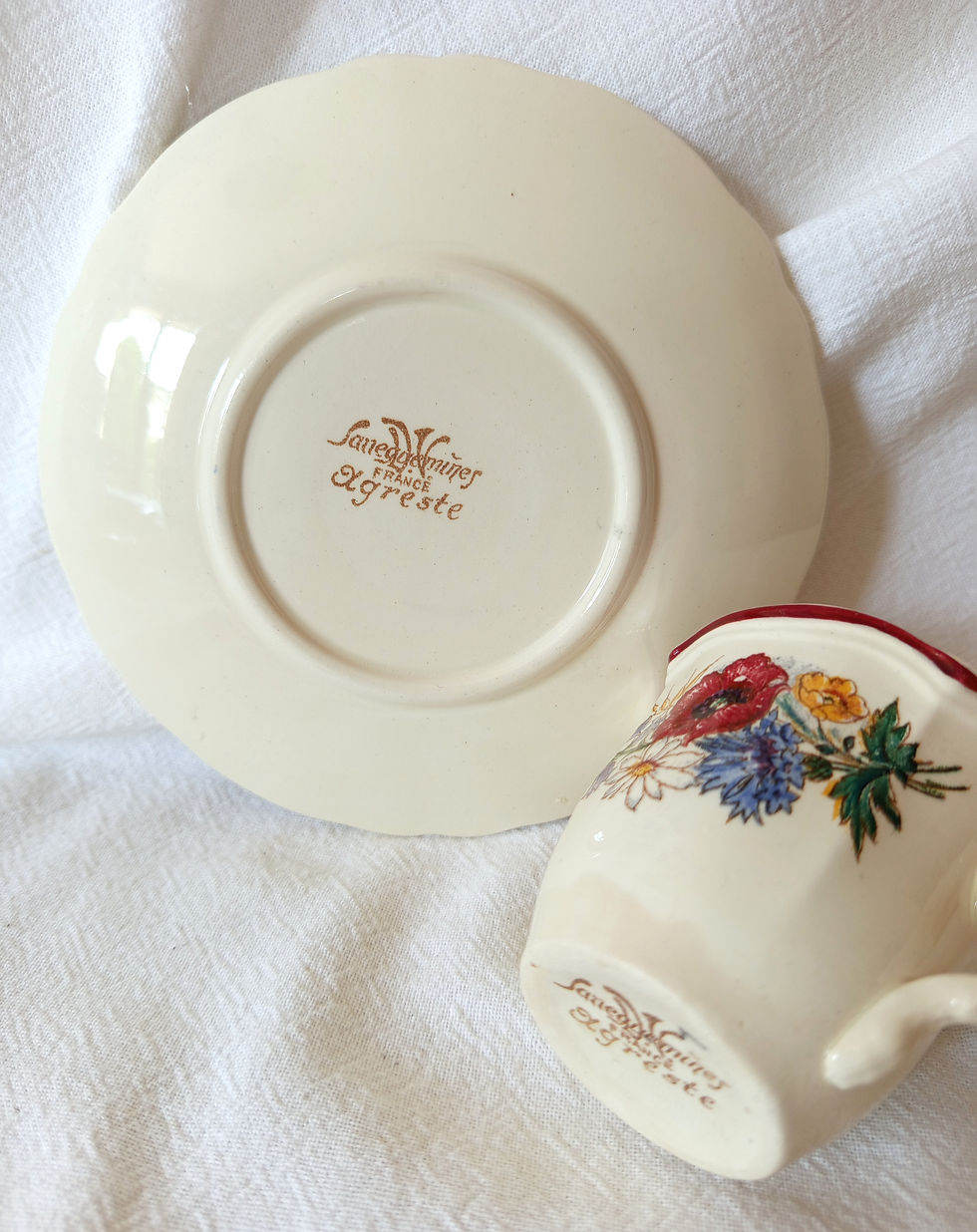 Miniature : 2 tasses et soucoupes Sarreguemines "agreste" - Edition années 70