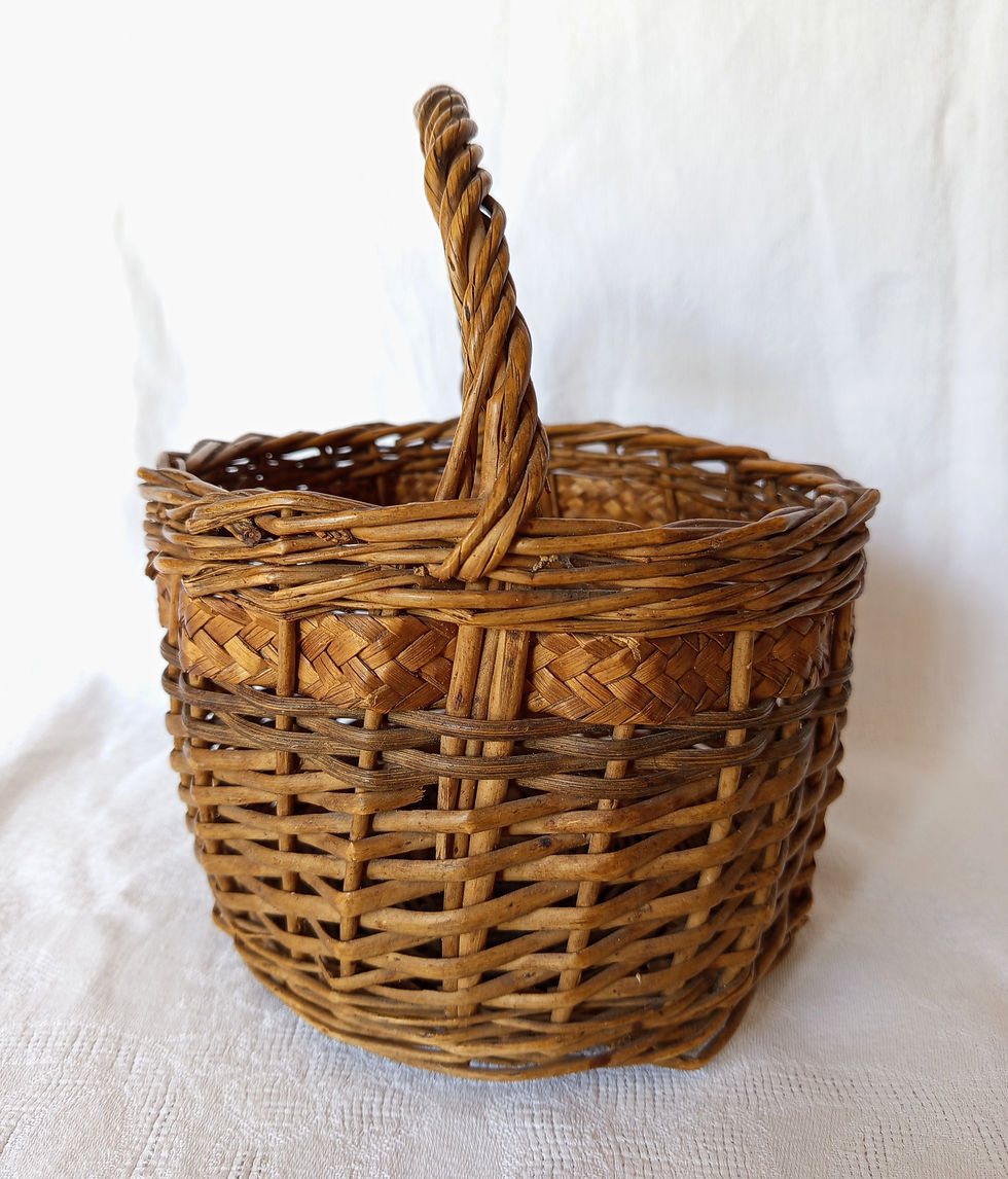 Miniature : Petit panier rond en osier - panier ancien