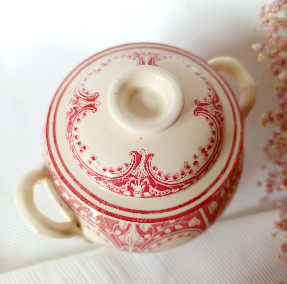 Miniature : Sucrier rose en terre de fer Creil et Montereau Art Nouveau - décor 672