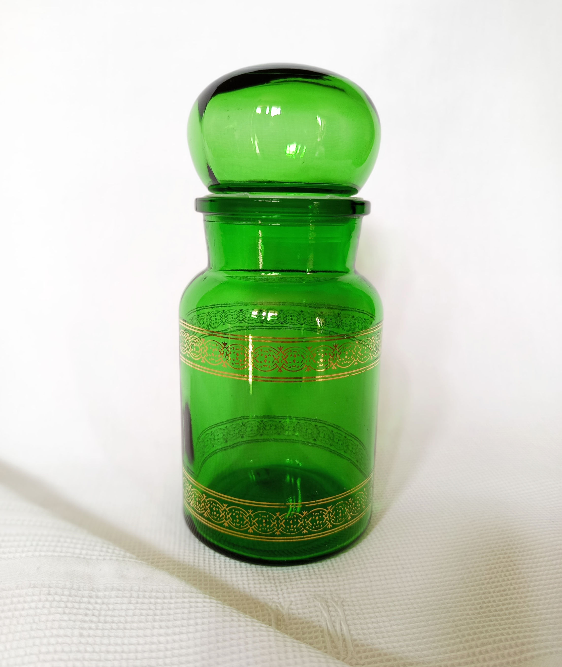 Grand pot en verre moulé vert bouteille - made in Belgique