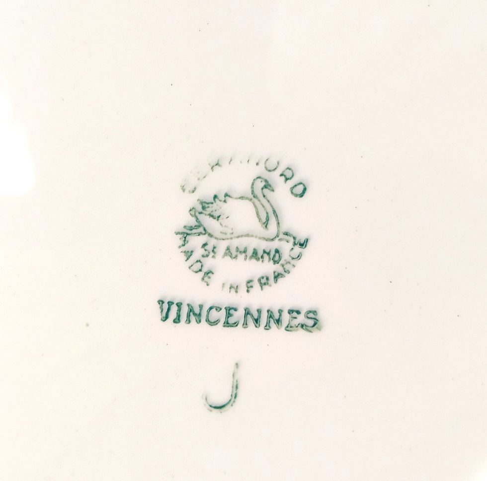 Miniature : Série de 6 assiettes à dessert rayées rouge vert - Céranord "Vincennes"