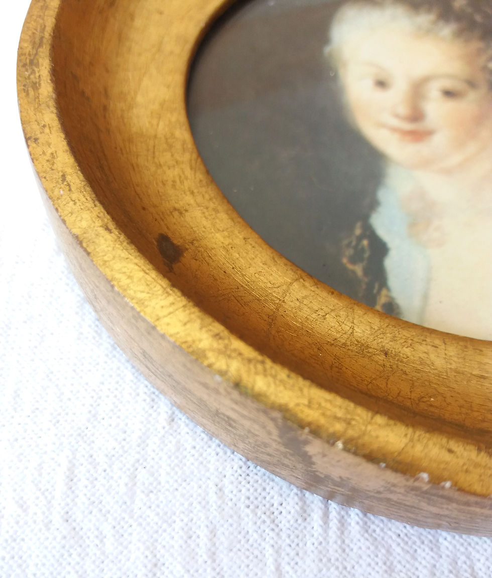 Miniature : Petit cadre rond en bois doré - Milieu XXe