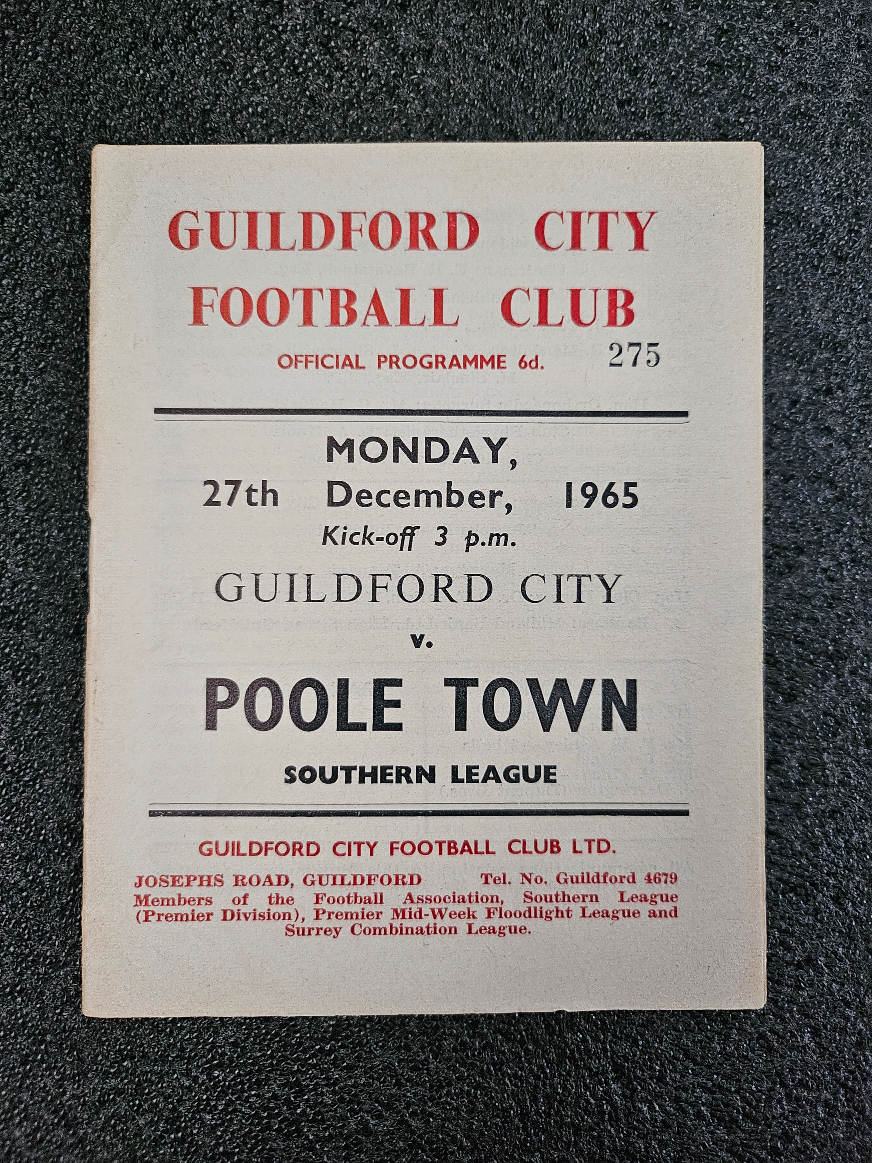 Guildford City v Poole Town - 1965-1966 - Southern League
