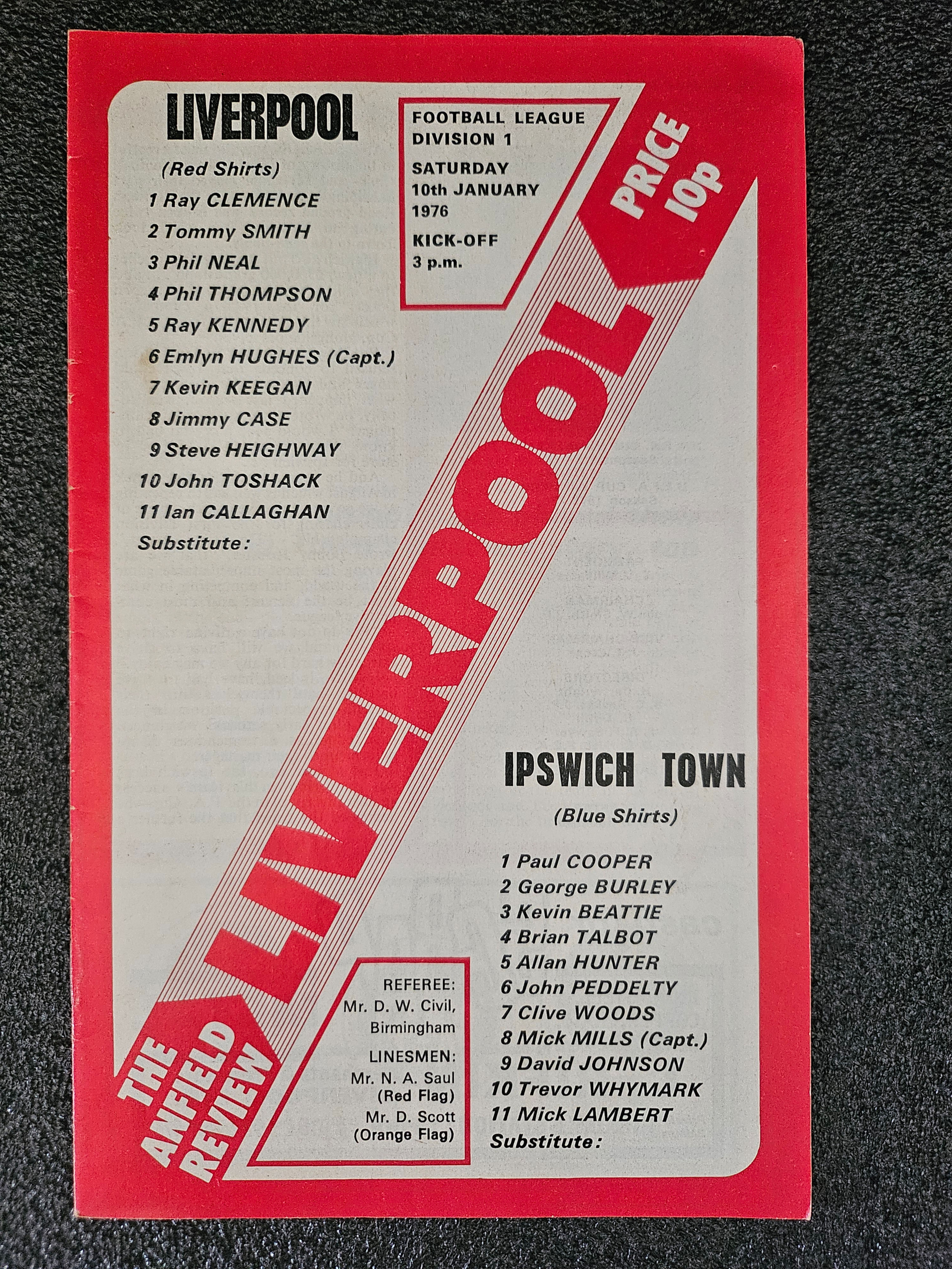 Liverpool v Ipswich Town 1975-1976 - Division 1
