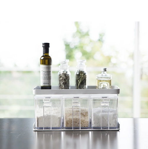 Yamazaki Home Tower Sugar and Salt Containers With Rack
