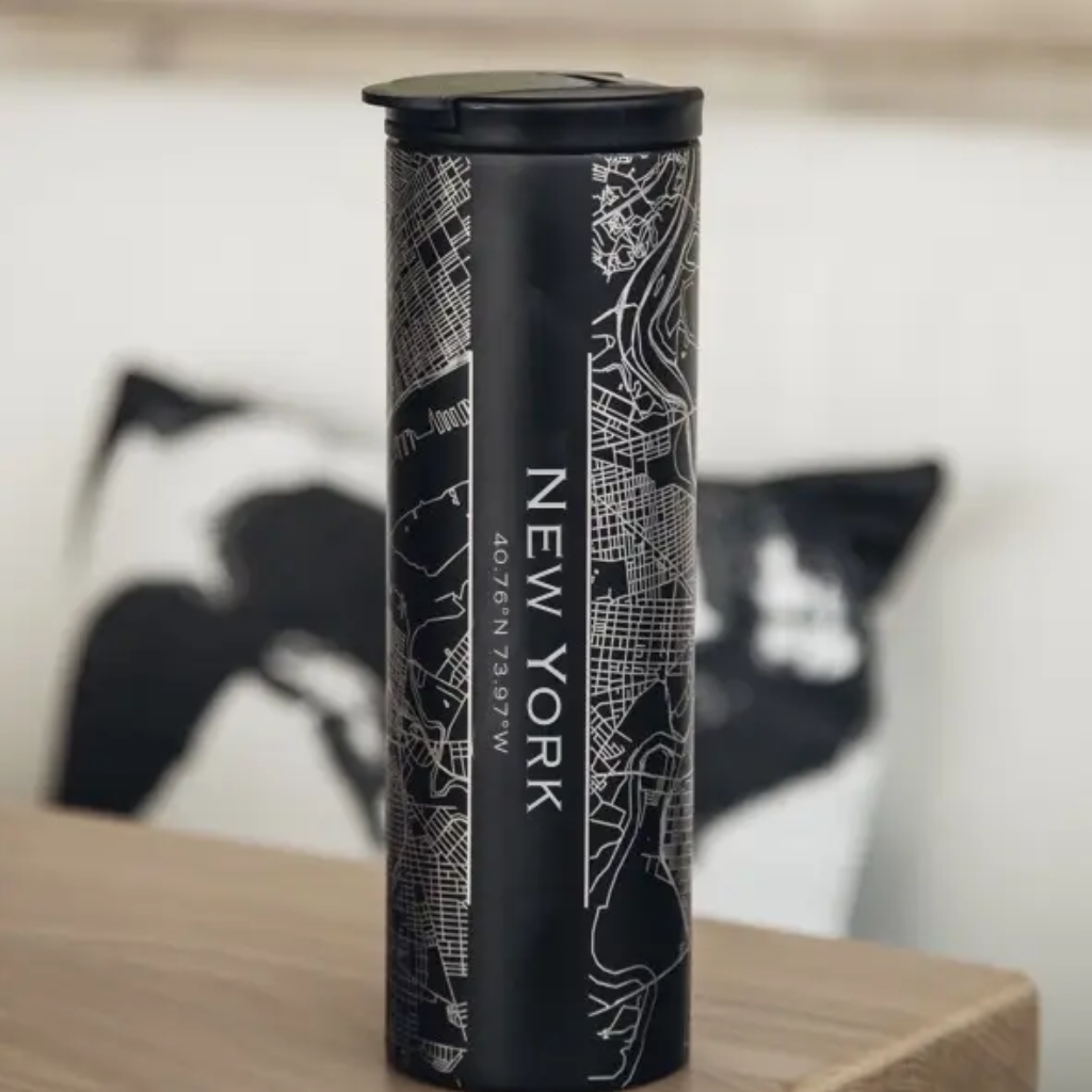New York City Map Tumbler in Matte Black