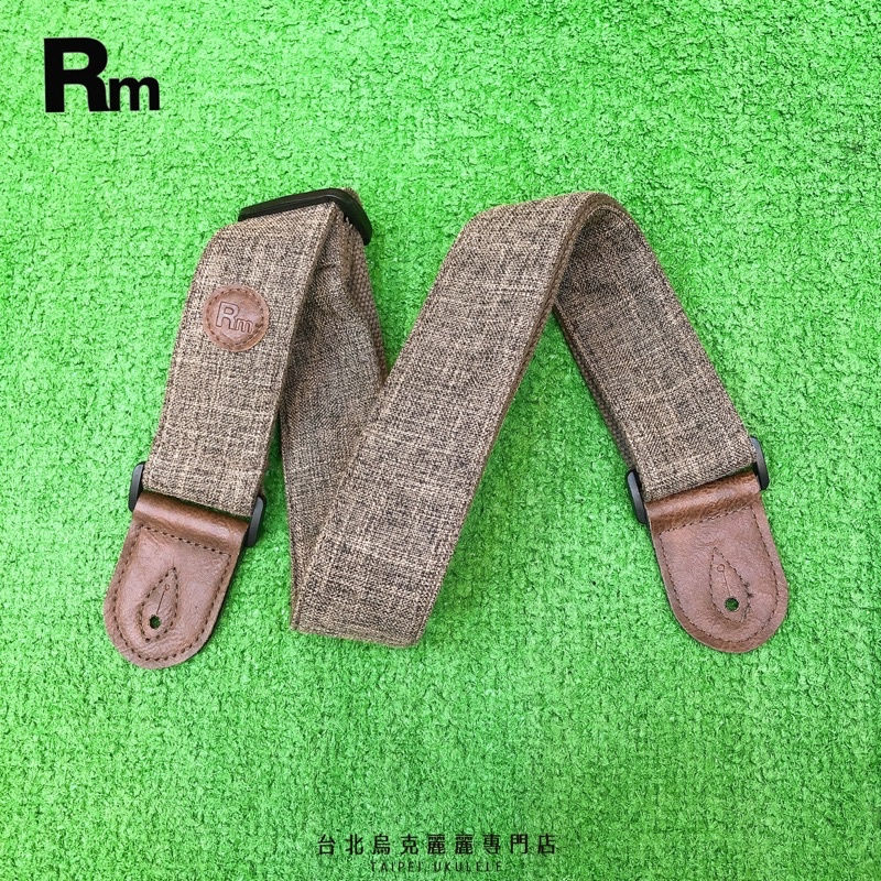 縮圖：RM 棉麻 皮革Logo 木吉他 / 烏克麗麗 背帶