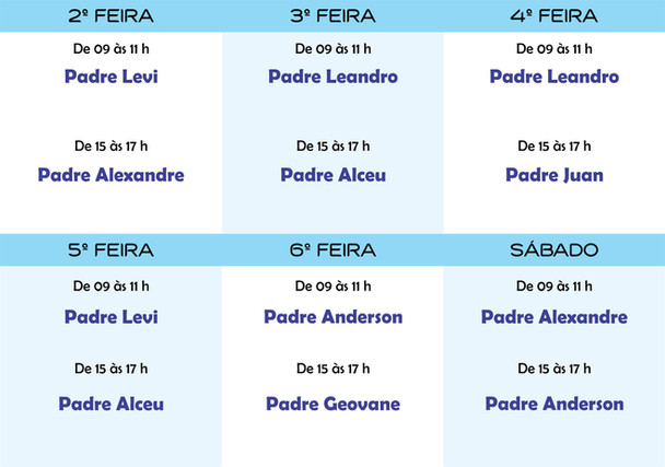 Horário de Atendimento dos Padres