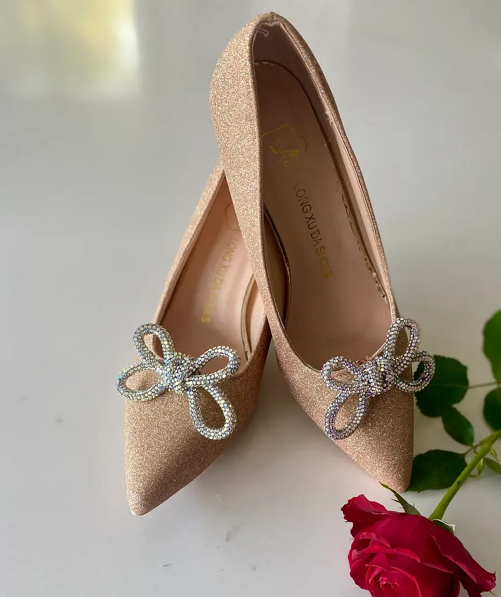 Thumbnail: Rhinestone AB Crystal Rope Bow Shoe, Shoe Clips silver setting Wedding Bridal