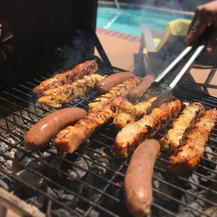 Grill with grilled meats cooking