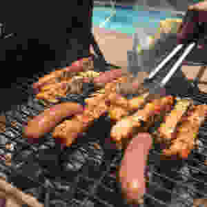 Grill with grilled meats cooking