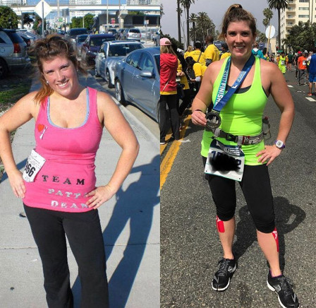 Photo from my first 5K side by side with my first Marathon!