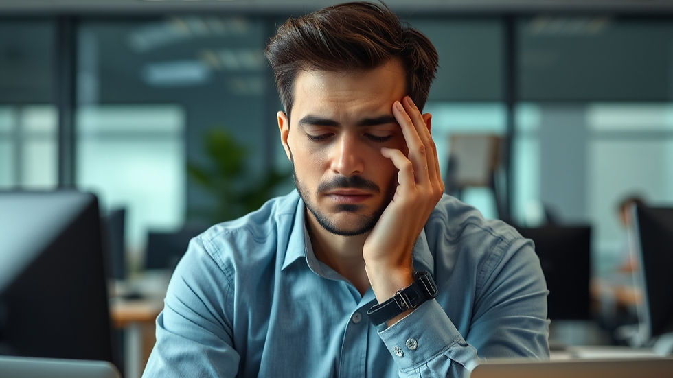 a stressed employee in an office set-up.