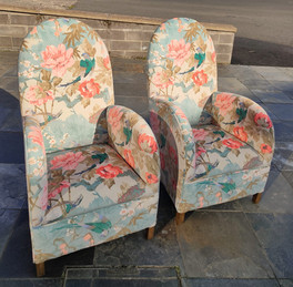 Chinoiserie printed Art Deco chairs