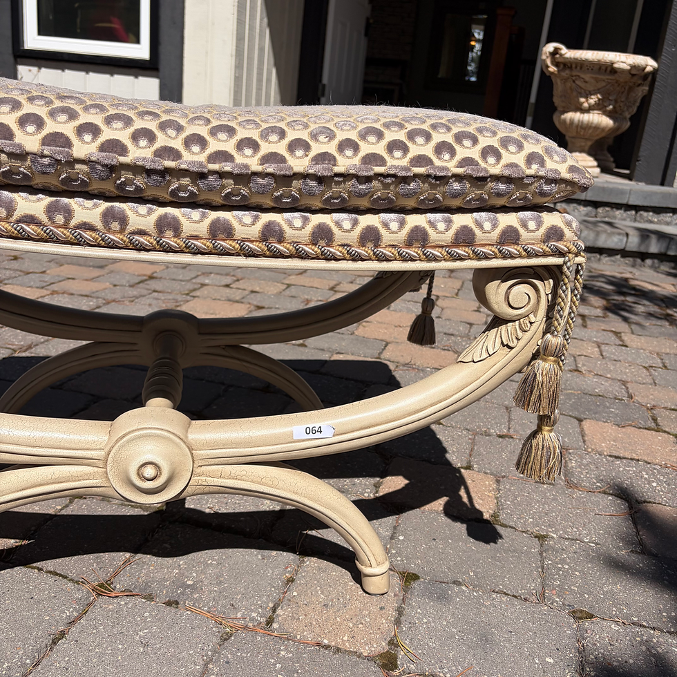 Thumbnail: FH - 064 - Antique Style Wood Bench W/Attached Cushion