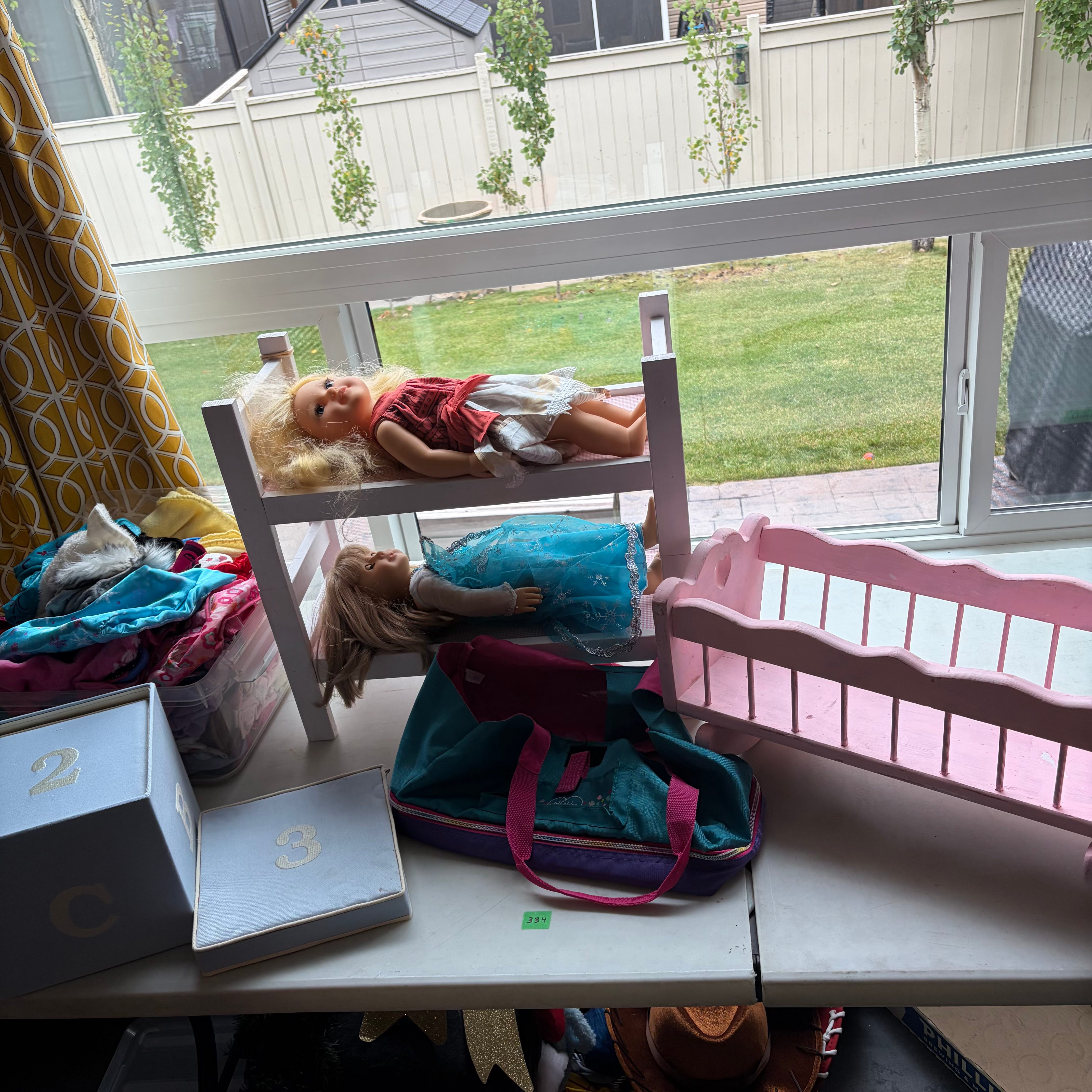 AD - 334 -Lotus & American Girl Doll W/Doll Crib & Cradle
