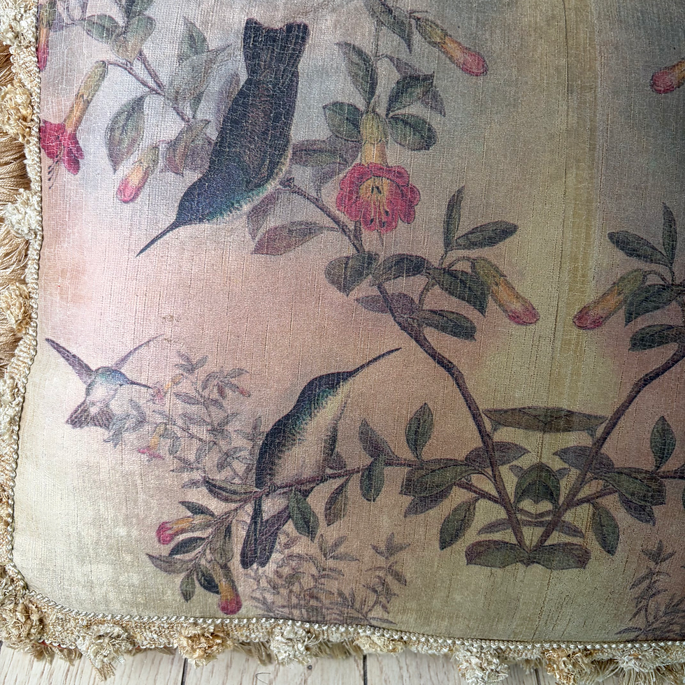 Thumbnail: FH - 306 - Hummingbird Cushion W/Fringe & Stripes 24x18"