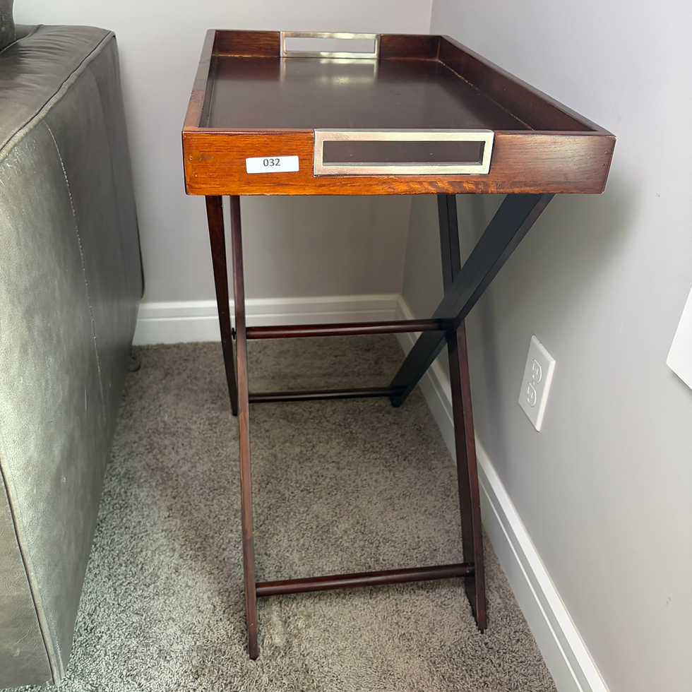 Thumbnail: AD - 032 - Wood Tray & Stand W/Metal Handles