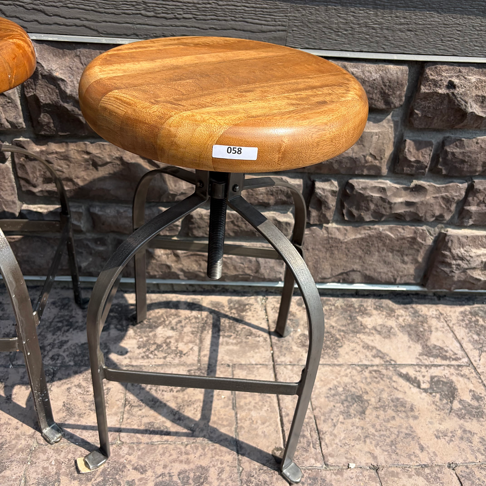 Thumbnail: AD - 058 - Set Of 3 Wood & Metal Adjustable Bar Stools