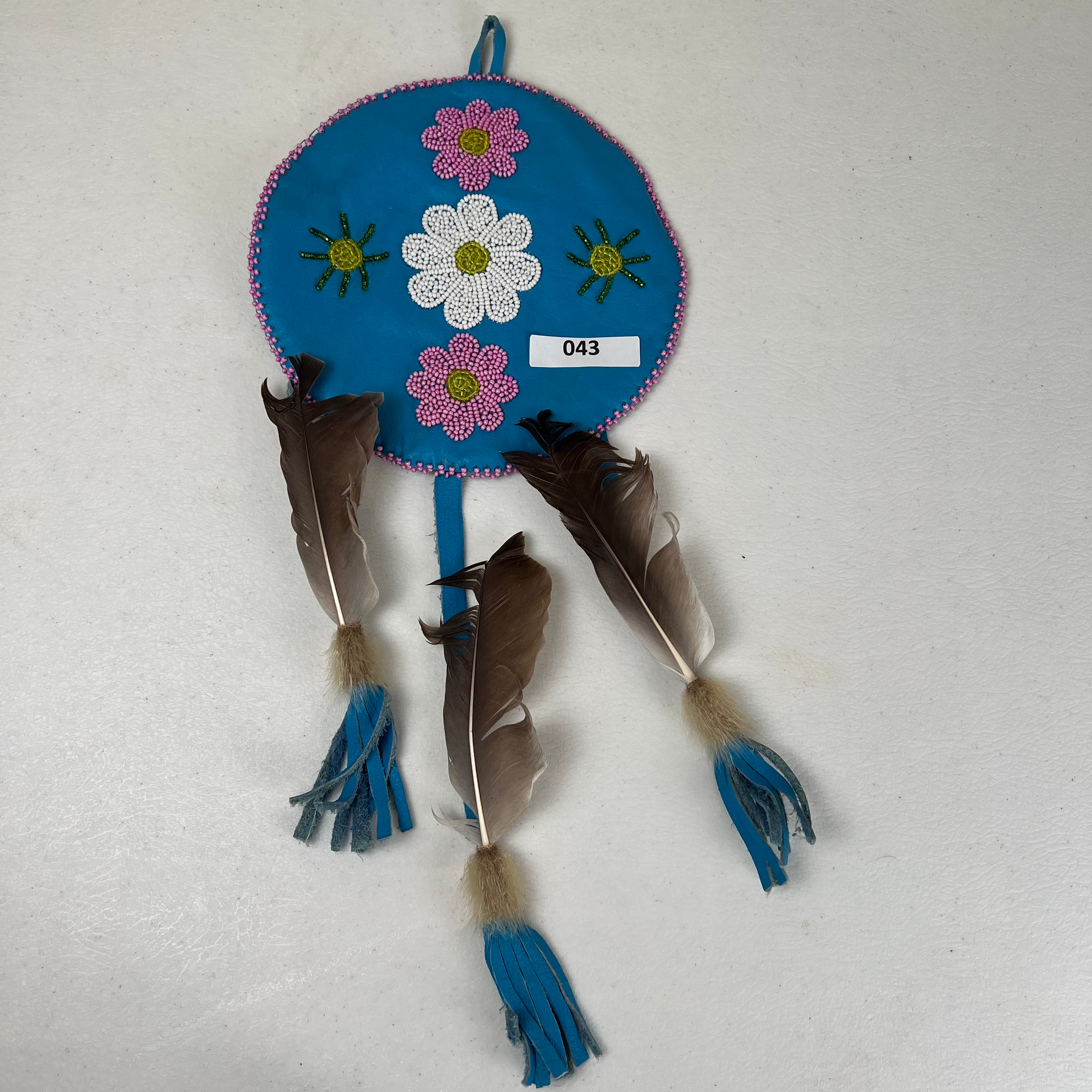 LB - 043 - Beaded Wall Hanging W/Feathers